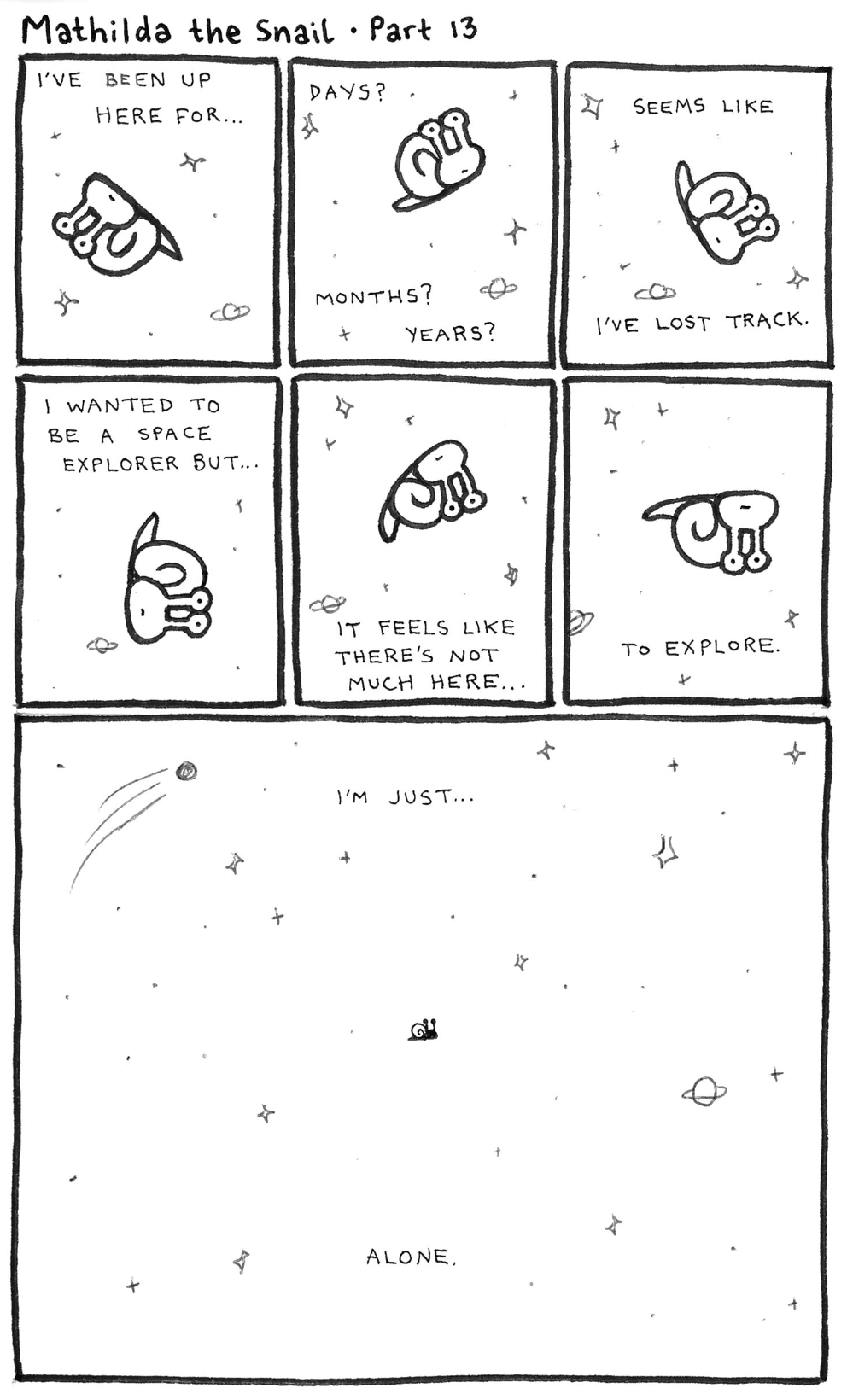 Mathilda floats through space
